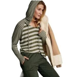 Cabi Playoff Hoodie Olive Stripe Women's Size Medium Style #3995 EUC